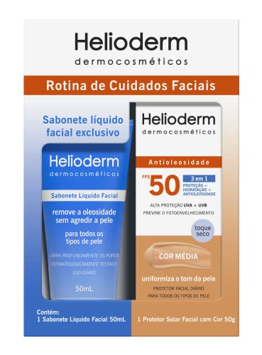 Sabonete Liquido Helioderm 50ml+50g Protetor Solar Fps50 Medio