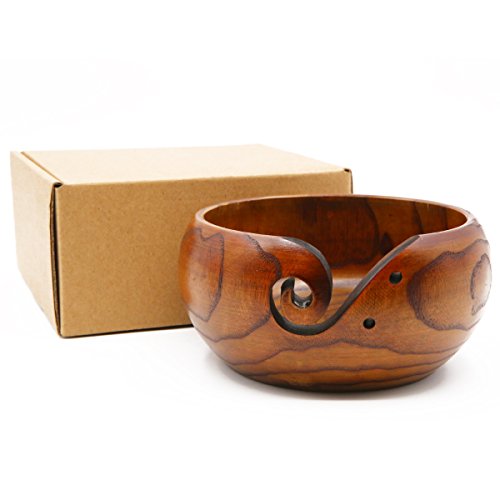 Apol Handmade Wooden Yarn Bowl Round Shape 5.5×3.2 Inch Wool Holder Organizer For Knitting Crochet #TOP5