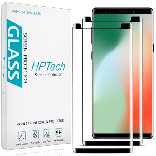 HPTech (2 Pack) Screen Protector for Samsung Galaxy Note 8 Tempered Glass Film 3D Curved Full Screen Coverage Anti Scratch Bubble Free