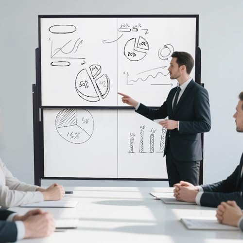 60x48 Inch Large Rolling Dry Erase Whiteboard | Height Adjustable Standing Easel with Wheels | Magnetic Double-Sided Board for Office, Home & Classroom | Teaching Supplies by MAKUANG - Image 7
