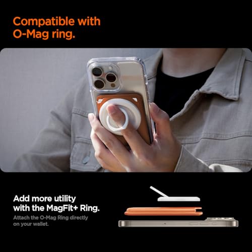 Image of Spigen for MagSafe Wallet, Holds 3 Cards, MagFit Compatible with iPhone 17 /16 /15 /14 /13 /12 Models, Pixel 10 Series, MagSafe-Cases, Pixelsnap and More, Card Holder - PU Metalic Orange (3-CardsMagFit+)