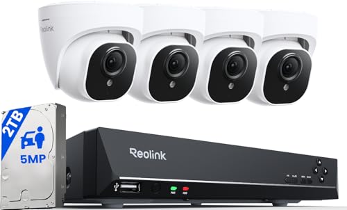 Reolink 5MP Caméra de Surveillance Extérieure, Kit Vidéo Surveillance avec 8CH 2To NVR et Caméra...
