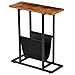 ZENY Small Narrow Side Table for Small Spaces, Slim End Table Magazine Table, Skinny Snack Couch Bedside Table, Nightstand with Storage Holder, Rustic Brown
