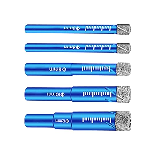 5 piezas de brocas abridoras de agujeros con diamantes para uso en seco, para mármol, baldosas vitrificadas, cerámica completa, vidrio y accesorios para herramientas eléctricas miniatura 2