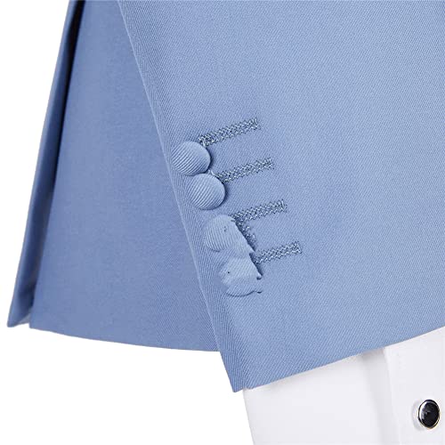 Youllyuu Herren-Blazerhose, zweireihig, maßgeschneidert, 2 Stück, Hochzeitsanzüge für Business, Freizeit, Party, A12-5 Himmelblau, XXXXL – Bild 3