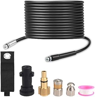 EAWONGEE Pressure Washer Drain Pipe Hose Cleaning Kit with Jet Nozzle and Rotating Jet Nozzle for Karcher K2 K3 K4 K5 K6 K7 Series and LAVOR Pressure Washer, 15M, 180Bar