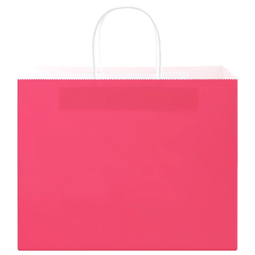250 bolsas de papel rosa 32 x 22 x 24 cm, papel de estraza con asas, para compras, llevar y fiestas