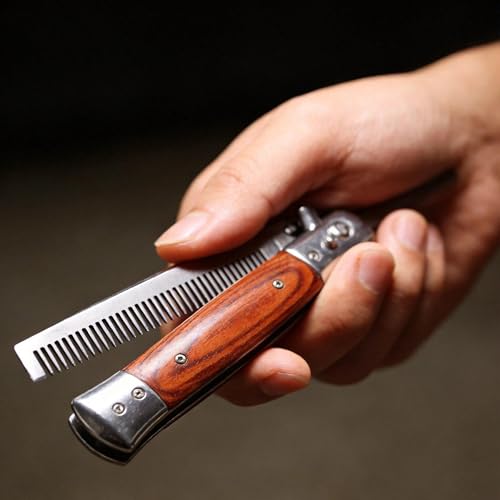 Peine profesional plegable con navaja automática miniatura 3