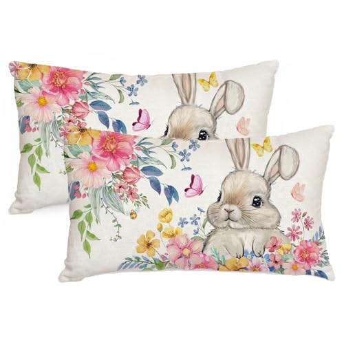 Generic - Housses de coussin Easter Bunny Flower - Impression moderne - Pour jardin, canapé, chambre à coucher - 40 x 60 cm
