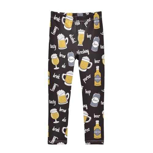 CaTaKu Girls Leggings Beer Bottle Cute Leggings for Girls Kids Athletic Workout Yoga Pants Size 4-10T