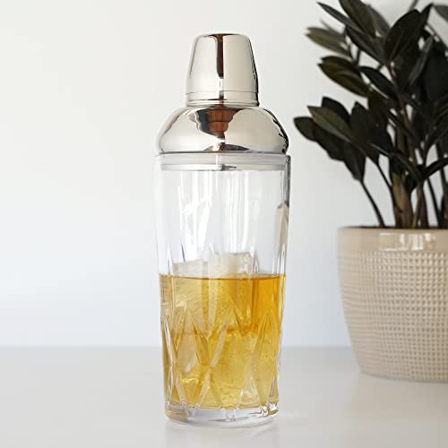 Viski Admiral Cocktail Shaker - Cut Crystal Tumbler With Stainless Steel Cap And Strainer - Dishwasher Safe 25Oz Set Of 1 #TOP4