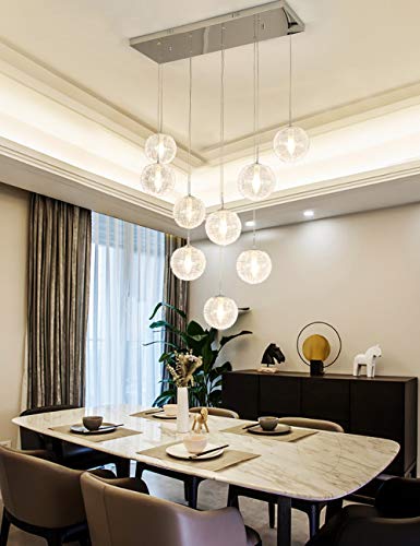 Lustre escalier duplex 9 bulles lumineuses au design minimaliste scandinave