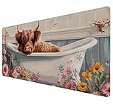 Alfombrilla Ratón, Alfombrilla Escritorio Grande Lindo Buey, Mouse Pad con Base de Goma Antideslizante, Protector Escritorio con Borde Cosido, para Computadoras Oficinas Y Hogares 900x400x3mm Z-565