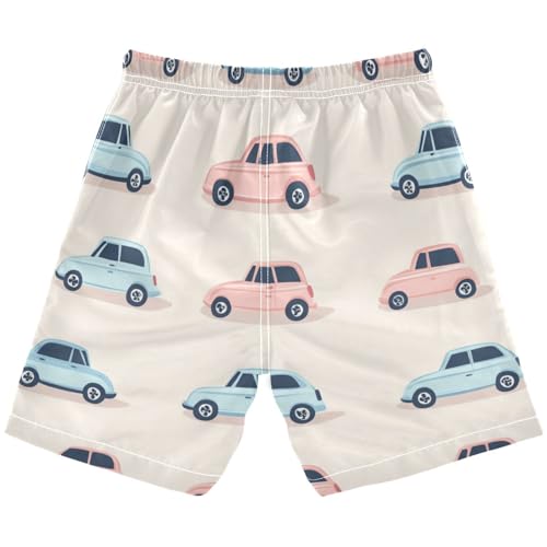 Boys Beach Board Shorts Car Blue Cartoon Swim Trunk Teen Swimwear 8-16Y2