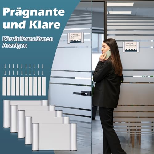 5 Stück Türschild Büro A6 Aluminium und Klare Abdeckung Türschilder Selbstklebend 148mm x 105mm Klebeschild Büro Schild Stabile Namensschild für Zuhause Veranstaltung zum Anschrauben oder Ankleben