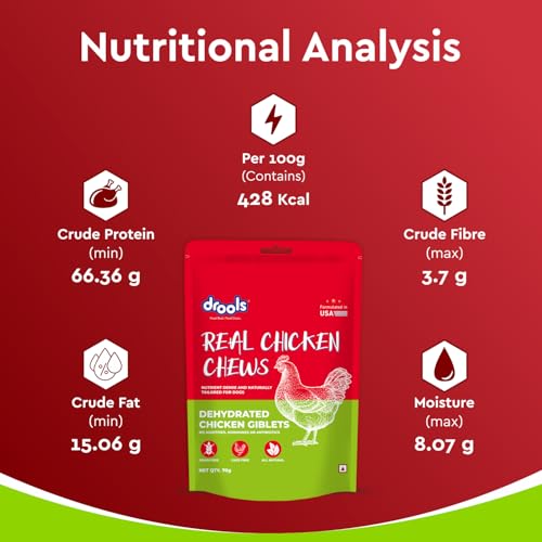 Image of Drools Puppy & Adult Dog Treats Dehydrated Chews Giblets 70g | Real Chicken Flavour | Vital Nutrients | Digestive Health | Protein-Packed | Tasty & Nutritious