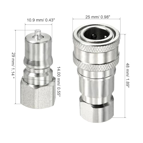 Image of PATIKIL Hydraulic Quick Connect Coupler Set, 1 Set Carbon Steel G1 /8 Female Pipe Fitting Plug Adapter for Construction Agriculture, Silver