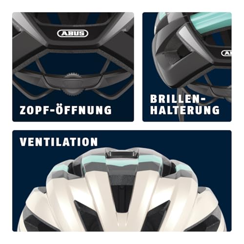 ABUS Rennradhelm StormChaser - Leichter und komfortabler Fahrradhelm für professionellen Radsport für Damen und Herren - Gold/Türkis… – Ansicht 4