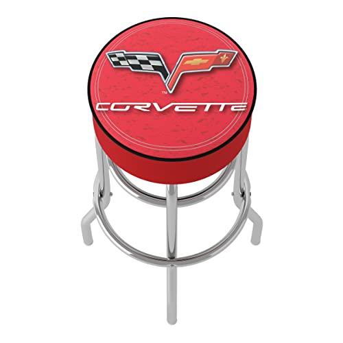 Trademark Gameroom Bar Stool - Corvette C6 Red Stool With Foam Padded Seat - Swivel Chair For Game Room, Garage, Or Home Bar #TOP4