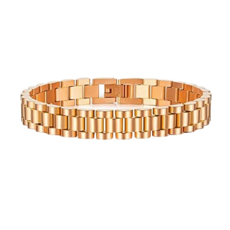 MAISON GIOIELLI FIRENZE - OHANA Bracciale da Uomo in Acciaio con Maglia Lavorata, Bracciale Tristano Placcato Oro, Ipoallergenico, Antigraffio e Waterproof
