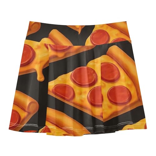 2 in 1 Athletic Shorts for Girls Skorts Tennis Skirts for Kids Butterfly Cartoon Slices Pizza Black 4t2
