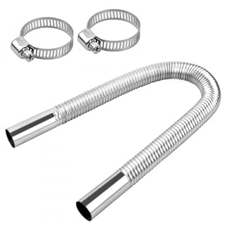 Dokpav 60CM/ 23.6 Inch Exhaust Pipe Flex Kit, 2.5CM/ 1 Inch Inner Steel Exhaust Clamps Bracket, Stainless Steel Diesel Parking Gas Vent Hose, Portable Pipe Silence for Air Diesels Car Heater Kit