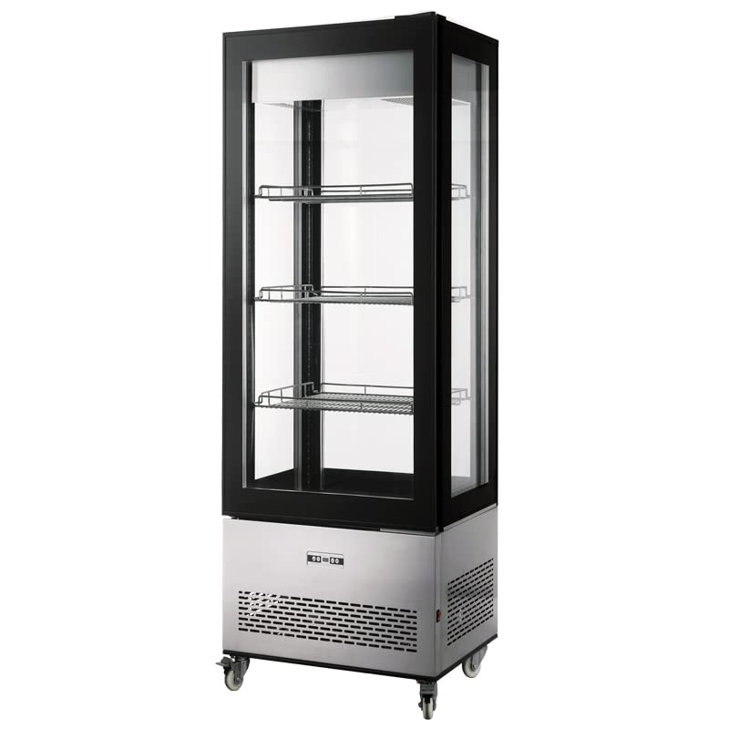 GLASS DOOR REFRIGERATOR DISPLAY CASE WITH 400 L CAPACITY by Omcan – 400.0 liters, Glass, stainless steel, black, Model 44473