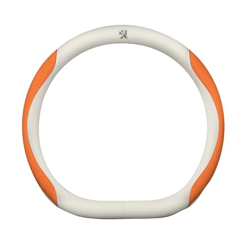 Peugeot 2008 2013 2014 2015 2016 2017 2018 2019用車用ステアリングホイールカバー、滑り止め ステアリングホイールカバー、耐久性、快適なグリップ、夏と冬, B D-shaped-White-Orange [並行輸