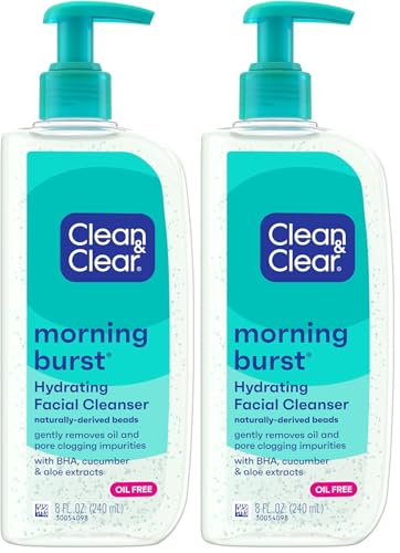 Image of Clean & Clear Morning Burst Hydrating Facial Cleanser with BHA, Cucumber & Aloe Extracts, Refreshing Face Wash for Soft, Smooth & Clear Skin, 8 fl. Oz (Pack of 2)