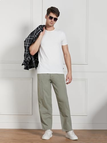 Image of Dennis Lingo Men Cotton Lycra Solid Stretchable Cargo Trousers