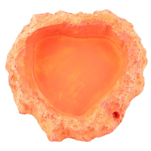 Mikikit Reptile Feeding Bowl Odorless Crawling Food Dish with Non Skid Surface for Lizards and Turtles Thickened Water and Food Storage Container Orange