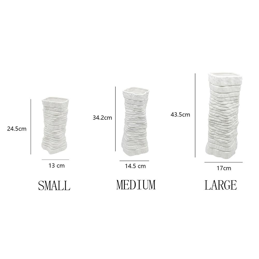 Jarrón de cerámica Jarrón de cerámica Blanca for arreglos Florales hidropónicos, diseño en Capas, Ideal for Decorar la Mesa Sala Estar Florero(Medio)