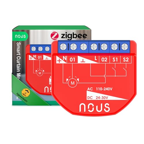 NOUS Module Interrupteur Intelligent ZigBee pour Rideaux, AC 16A/DC 10A, 3.0 Hub Requis, Compatible avec Alexa, Zigbee2MQTT, Google Assistant, Home Assistant, Tuya