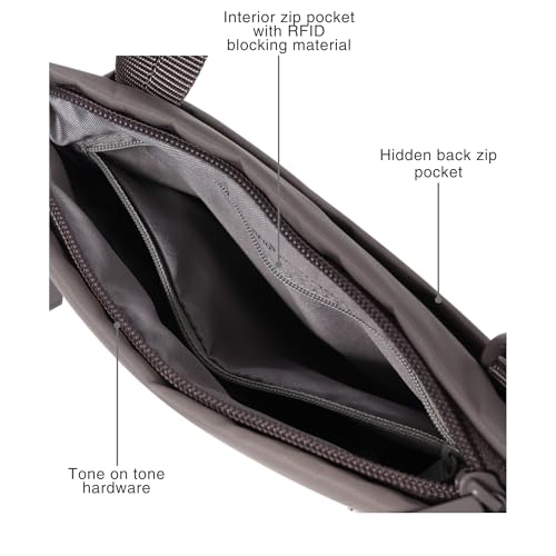 Image of Hedgren LEONCE Crossbody Bag - RFID Protection, Zip Lock, Pen & Slip Pockets, Water-Repellent, 0.92L - Sepia