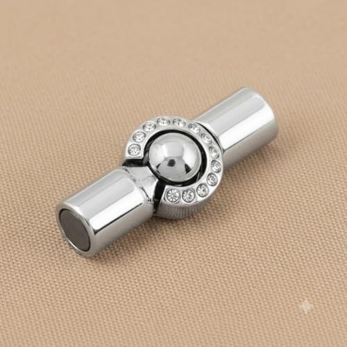 Image of Beadsnfashion 10 Pcs Tube Cylinder Magnetic Clasps 24x11mm, 5mm Hole Size, Silver Finish | Premium Magnetic Clasp for Jewellery Making, Bracelets & Necklaces | Essential Jewelry Findings for DIY Crafting