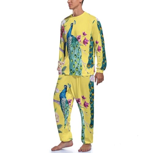 Haut et bas de pyjama manche longue homme Fleurs De Paon confortable - 2