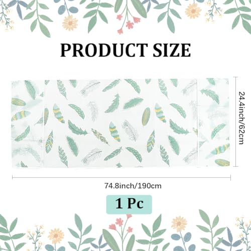 Image of CREATCABIN Refrigerator Dust Cloth PVEA Washing Machine Waterproof Cover Dustproof Fridge Top Cover Multi-Purpose with Side Storage Pockets for Kitchen Appliance Protector Feather 75 x 24 Inch
