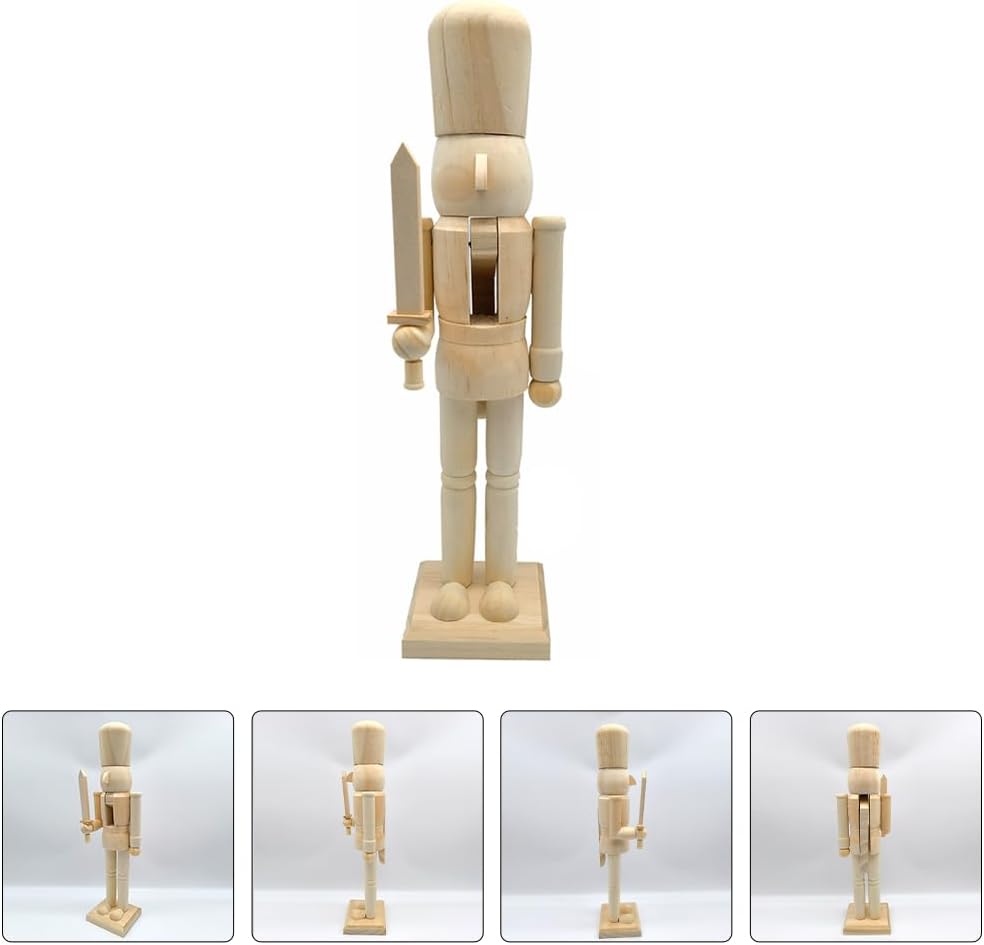 LUOZZY 15" Unfinished Nutcracker Wooden DIY Blank Unpainted Nutcracker Puppet Soldier Christmas Table Centerpiece