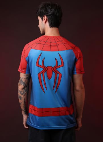 Buy Free Authority Official Marvel Spider-Man Brand New Day Men's Polyester Regular FitT-Shirt | Authentic Spider Costume Suit | Lightweight Moisture-Wicking Athletic Wear Performance Tee Blue/Red at Amazon.in - Image 4
