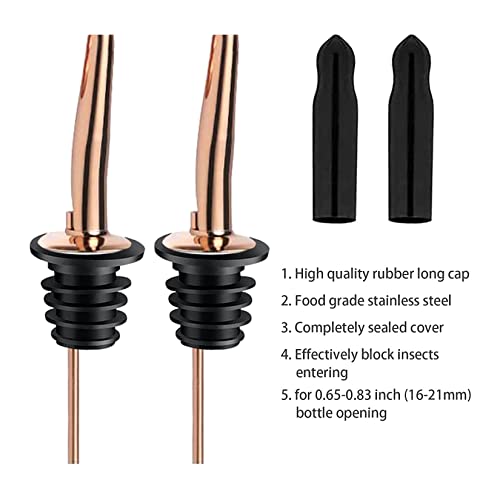 Image of Pafusen 24 Pack Liquor Bottle Pourers, Liquor Pour Spout for Liquor Bottles, Stainless Steel Olive oil Dispenser Spout, Alcohol Pourer Dust Caps Long Covers, Rose Gold