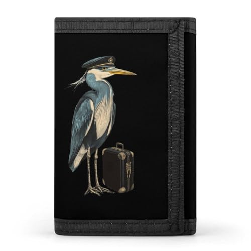 Herons Pilots Trifold Wallets for Men Women Ultra Thin Card Holder Purse with Zip Coin Pocket