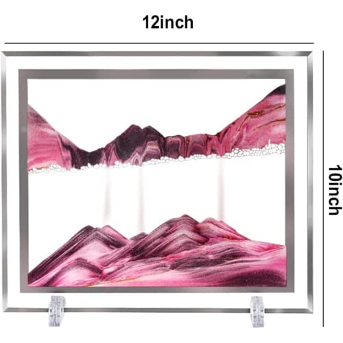 Image of NYRWANA Sand Art, Moving Sand Art,Sand Art Decor Picture Glass Liquid Wall Painting, 3d Deep Sea Sandscape Natural Landscape in Motion Display with Flowing Sand Frame for Home Decor, Diwali Gift Item, (12 inch, Pink)