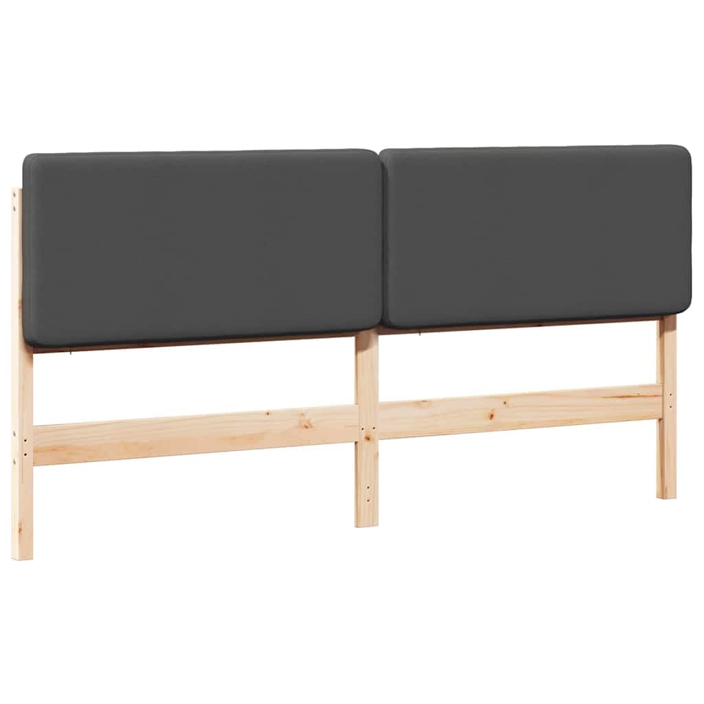 Wyściełany zagłówek z litego drewna sosnowego, brązowy i ciemnoszary, 200 cm, trwały design do sypialni