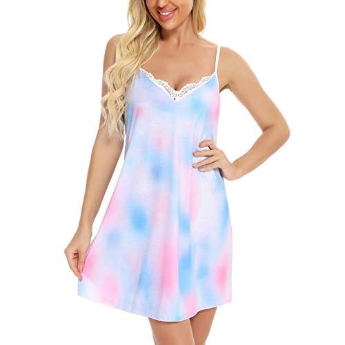 RSLOVE Lingerie for Women Lace Chemise Full Slip Sleepwear Sexy Babydoll Nightgown Small Wine Red