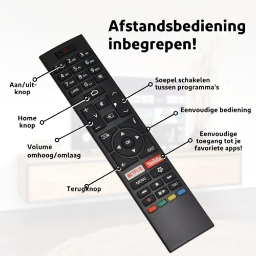 Salora 43QLEDTV â 43 Inch Smart TV â 4K Ultra HD QLED Scherm, HDR10 Ondersteuning, Android TV Platform, Ingebouwde Chromecast, 3x HDMI, Bluetooth, WiFi, Energieklasse G â Ideaal Voor Televisies - Afbeelding 4