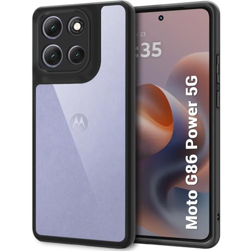 Image of TheGiftKart Hybrid Shockproof Back Cover Case for Motorola Moto G86 Power 5G | Hard Back Cover Case for Motorola Moto G86 Power 5G (PC & TPU, Transparent Clear Back, Black Sides)