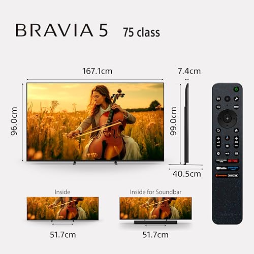 Image of Sony 189 cm (75 inches) BRAVIA 5 Series 4K Ultra HD Smart Mini LED Google TV K-75XR55A