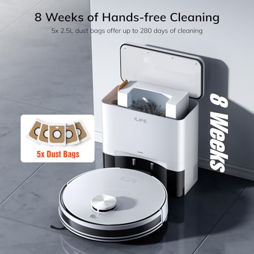 ILIFE A30 Pro Robot Vacuum and Mop, Self Emptying Station for 60 Days, 5000Pa Suction, LiDAR Navigation, No-Go Zones, 2.4G WiFi/App/Alexa/Remote Control, Roller Brush for Carpet, Hard Floors, 110V - Image 4