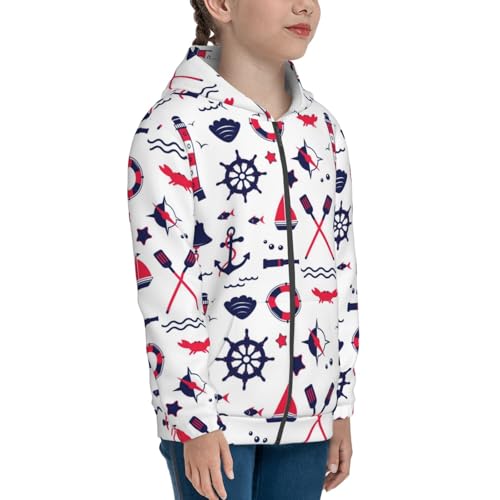 Sailing Marine Travel Kids Pullover Hoodies Boys Zip Up Sweatshirts Girls Athletic Clothes with Pocket4