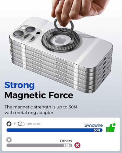 【360度回転】SYNCWIRE 両面マグネット MagSafe リング スマホリング 超强磁力 マグセーフ リング マグネット バンカーリング 超強力 薄型 角度調節可能 簡単着脱 iPhone 16 Pro Max 15 14 13 12 などに対応 アンドロイド 全機種対応 - Black Carbon Fiber